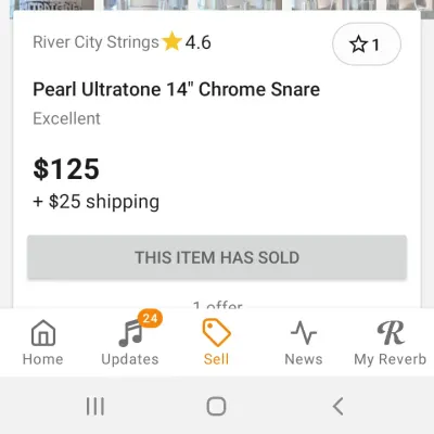 14" Pearl Ultratone  1970's-1990's Chrome Snare imagen 9