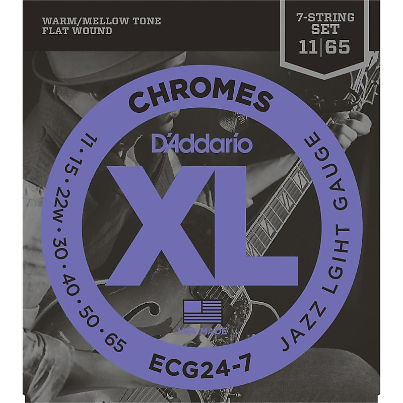 D'Addario ECG24-7 7-String Chrome Flat Wound Electric Guitar Strings image 1