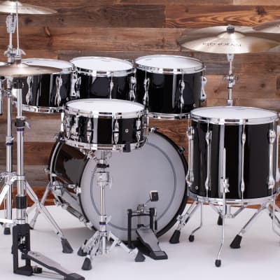 YAMAHA RECORDING CUSTOM 5 PIECE DRUM KIT, REAL BLACK LACQUER | Reverb