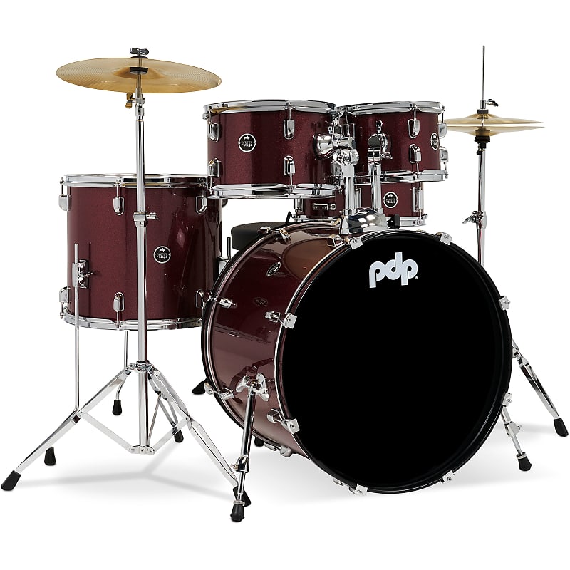 PDP Centerstage 5-Piece Drum Set (22" Bass, 10/12/16" Toms, 14" Snare) in Red Ruby Sparkle image 1