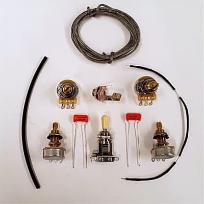 Premium Wiring Harness Kit for Les Paul - Switchcraft - CTS 550k Premium Pots .022 Orange Drop Caps image 2