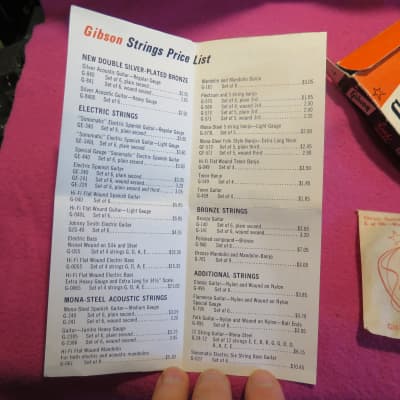 RARE vintage 1960's Gibson string box + string price list for Les Paul archtop L5 super 400 SG image 7
