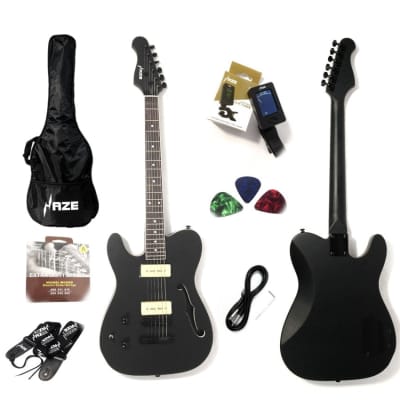 Haze HSE501LHBK Semi-Hollow Charcoal Black HTL Electric Guitar Lefthanded image 1