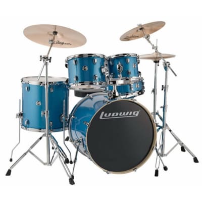 Ludwig LCEE22023EXP Element Evolution 5-Piece Drum Set with Hardware, Blue Sparkle image 2