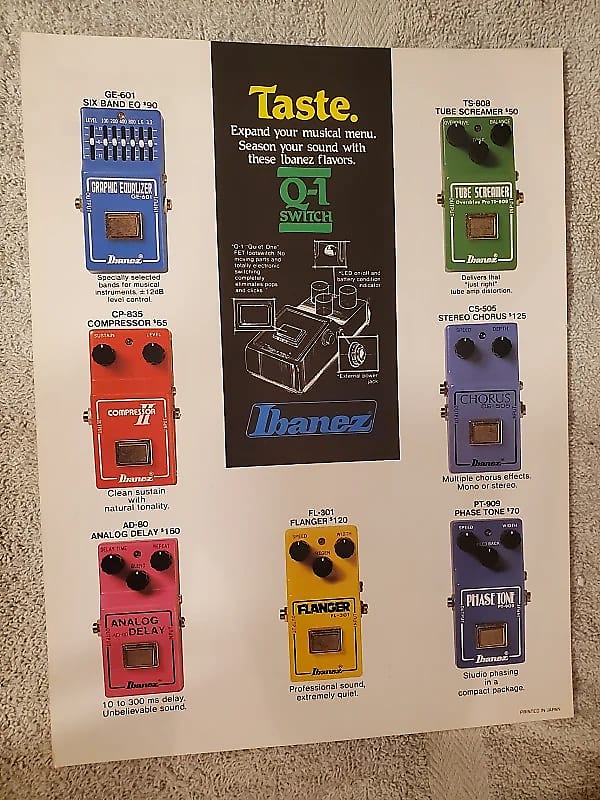 tariページ 1980 Ibanez Guitars Color Brochure All Pedals Avaliable TS