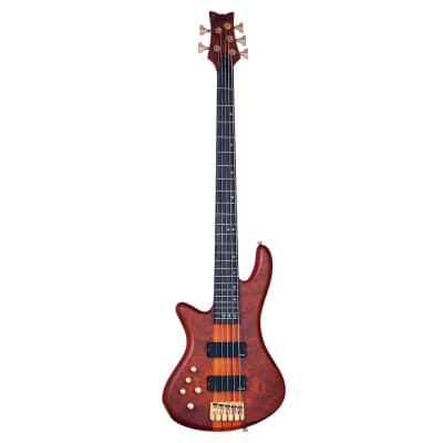 Schecter Stiletto Studio-5 5-String Left Handed Bass Guitar - Honey Satin image 2