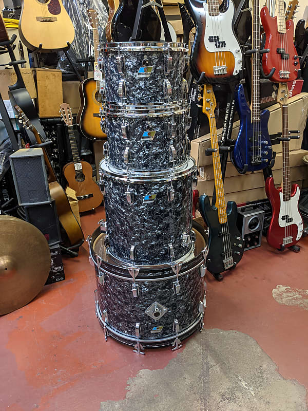 Classic 1970s Ludwig Rewrapped Black Diamond Pearl Drum Set - Super Clean! - Sounds Great! image 1