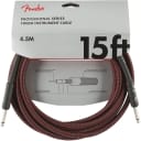 Fender Professional Series Instrument Guitar Bass Cable, 15', Red Tweed