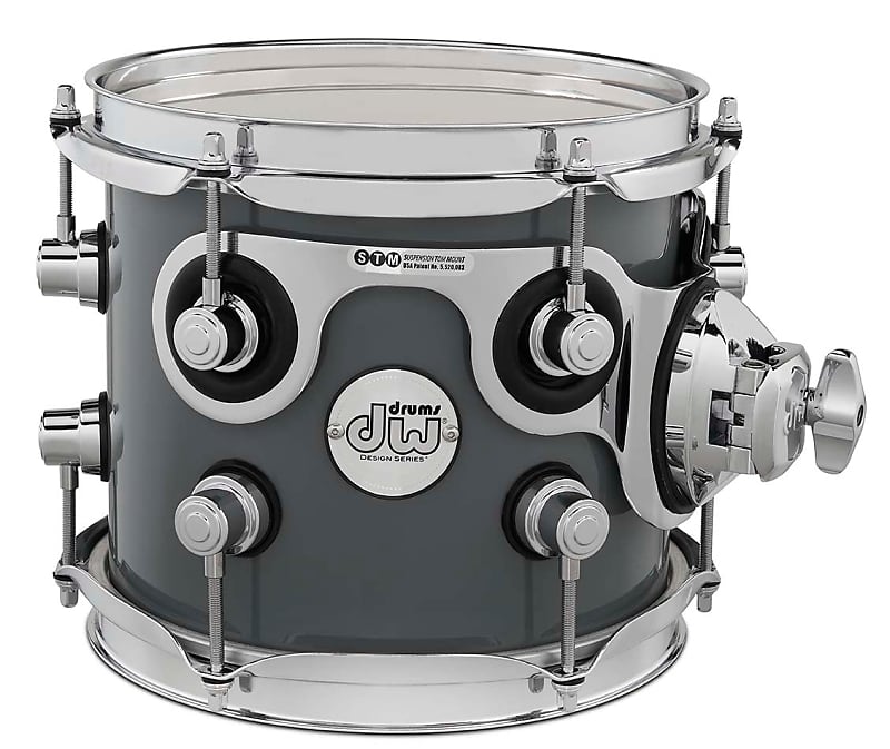 DW Design Series Maple Suspended Tom, 7x8, Steel Gray Lacquer w/Chrome Hardware image 1