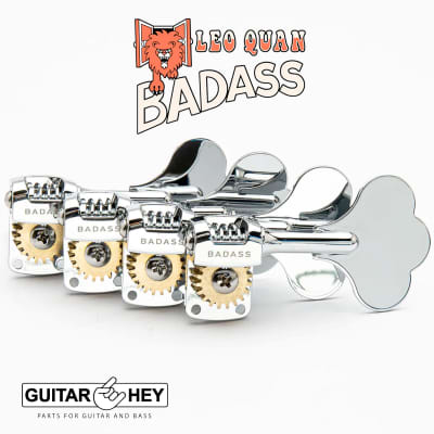 NEW Leo Quan Badass 4-in-line OGT Mini Bass Keys Open-Gear Bass Tuners - CHROME