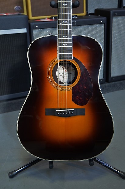 Fender Paramount Series PM 1 Deluxe Dreadnought Vintage Sunburst w Hard Case Fender Warranty Reverb