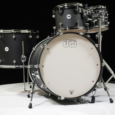 Custom 6pc Drum Kit-Flat Black w-Satin Chrome Hardware