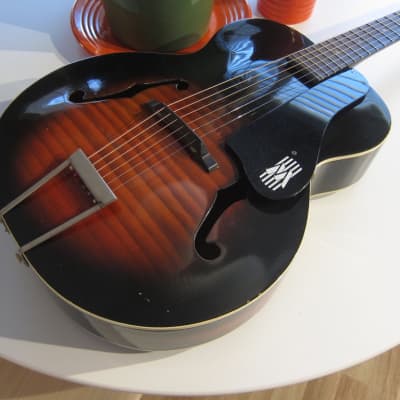 Harmony Monterey Archtop Acoustic Guitar All Original USA Circa-1959-Red Black Sunburst image 2