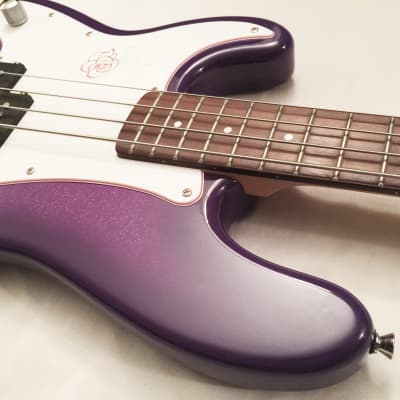 Lefty SX "Rock N Rose" Precision Bass Special Left-Handed Purple Glitter. Great Condition !... image 6
