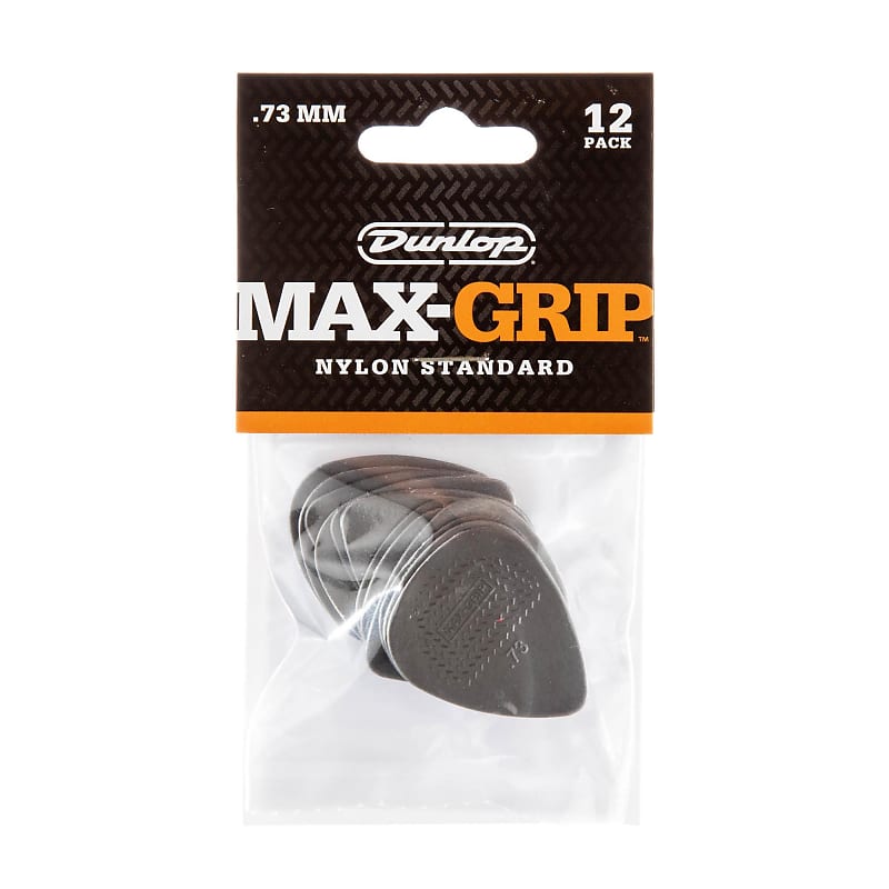 Dunlop .73 Gray Nylon Max Grip Standard Picks 12 Pack image 1