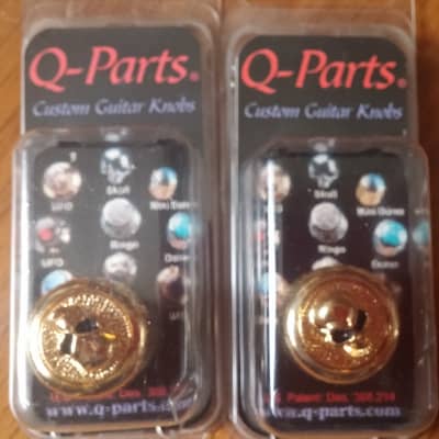 2 Q-Parts USA  Ringo  GOLD Angry Skull Guitar DOME Knobs  NEW OLD STOCK image 8