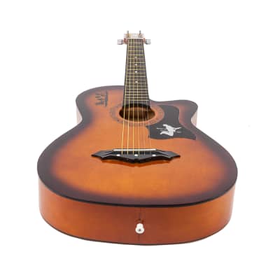 DK-38C Basswood Guitar Bag Straps Picks LCD Tuner Pickguard String Set 2020s Brown image 13