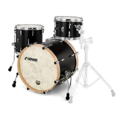 Sonor SQ1 GT Black 24x14/13x9/16x15 Drum Kit Shell Pack w/Natural Hoops +GigBags | Authorized Dealer image 3