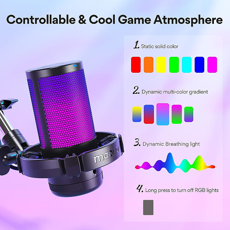 Donner Gaming Microphone with RGB, Computer Microphone 96Hz/24-bit High  Sampling Rate, USB Microphone for PC PS4 MAC Streaming Podcast, Condenser