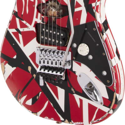 EVH Striped Series Frankenstein Frankie, Maple Fingerboard, Red with Black Stripes Relic image 4