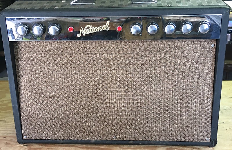 1964  National Glenwood 90 Guitar Amp, Top of the Valco line,  2-12, black-gray, 35 watts + Schematic image 1