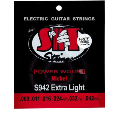 SIT Strings Powerwound Nickel Electric Guitar Strings Extra Light Pack .009-.042 image 1