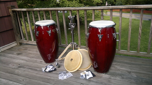 LP Classic Wine Red Conga Set with Stand, Cases and