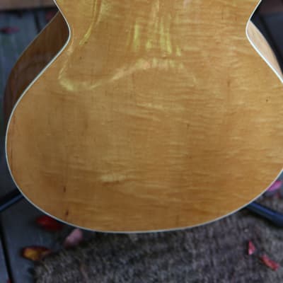 Harmony archtop arched top guitar flamed maple 1950's - natural image 6