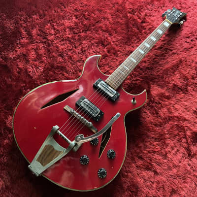 c.1967- Firstman / Teisco Gengakki Broadway Special MIJ Vintage Hollow Body Guitar   “Cherry Red” image 3
