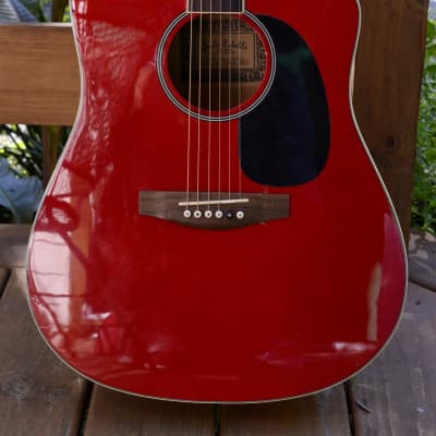 Carlo Robelli CDG-1 SRD Acoustic Guitar ~RED~ Solid Mahogany Top Ebony Fretboard for sale