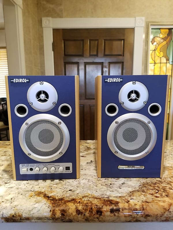 Roland Edirol studio monitors wood/blue Reverb