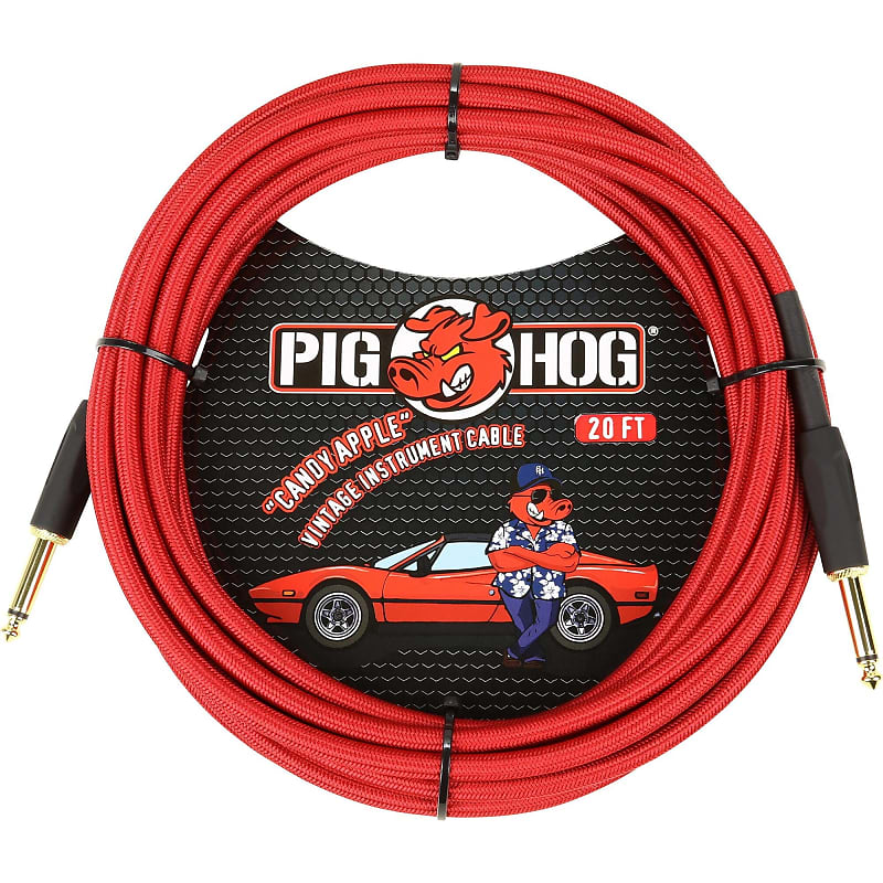 Pig Hog Vintage Series Instrument Cable, 1/4" Straight to 1/4" Straight, Candy Apple Red image 1