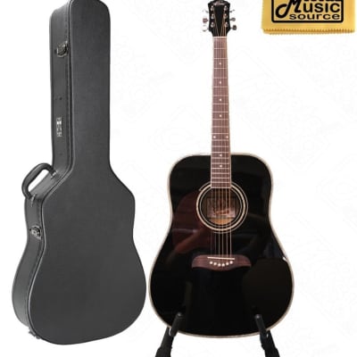 Oscar Schmidt OG2 Left Hand Dreadnought Acoustic Guitar Black w/Hard Case OG2BLH CASE image 9