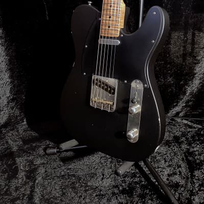 LsL T Bone One Matte Black Tele, Telecaster 5A Highly Figured Roasted Flame Maple Neck & Fretboard, Aged, Relic image 8