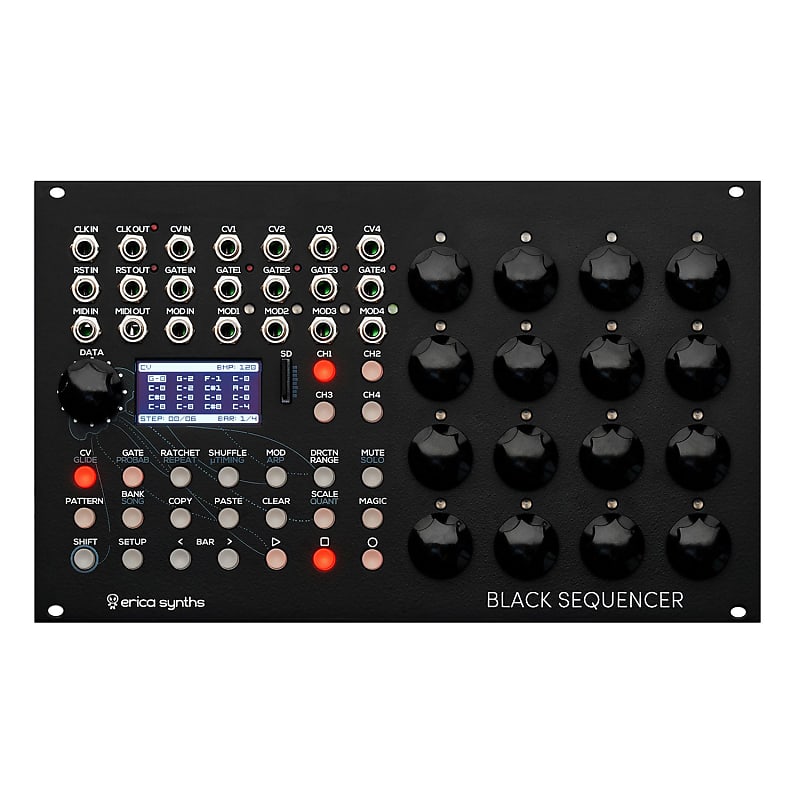 Erica Synths Black 64-Step Sequencer Eurorack Module with 4-Channel CV and Gate image 1