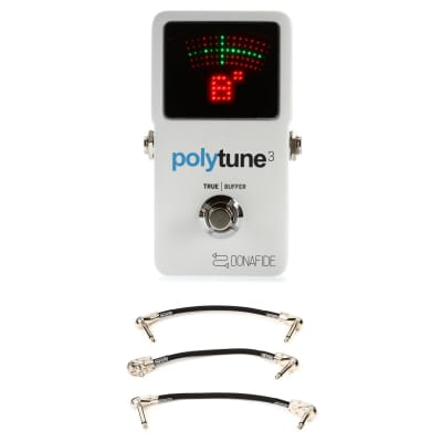 TC Electronic PolyTune 3 Polyphonic LED Guitar Tuner Pedal with 3 Patch Cables for sale