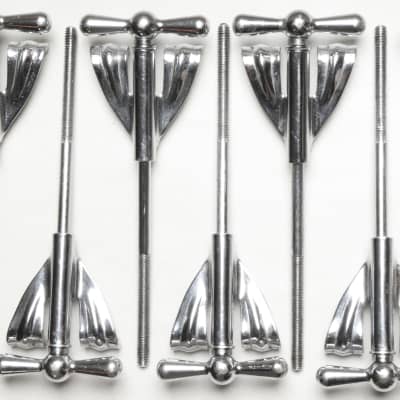 (10) Ludwig Bass Drum Tension Rods & Claws, Faucet Style Handles, 5.25"  Rods - 1960's image 6