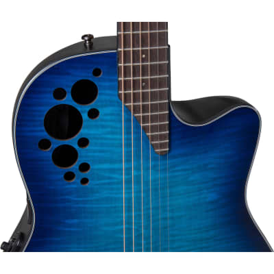 Ovation E-Acoustic Guitar Celebrity Elite Plus Mid Cutaway - Blue Flamed Maple image 9