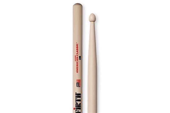 Vic Firth 2B American Classic Hickory Drum Sticks - Wood Tip image 1
