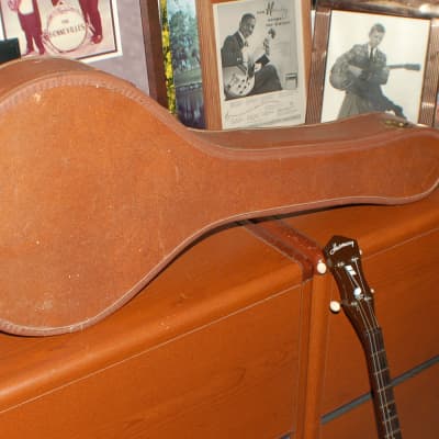 1956 Harmony Model 8005 Tenor Banjo "Reso-Tone" Pro Setup Mottled Walnut Original Case image 10