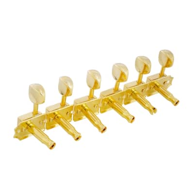 NEW Gotoh SD91-05M 6-in-line Vintage Style Tuners Keys w/ BRASS Posts - GOLD image 2