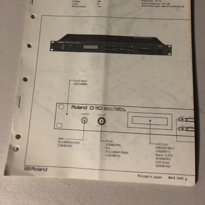 Roland D-110 Multi Timbral Sound Module Service Notes