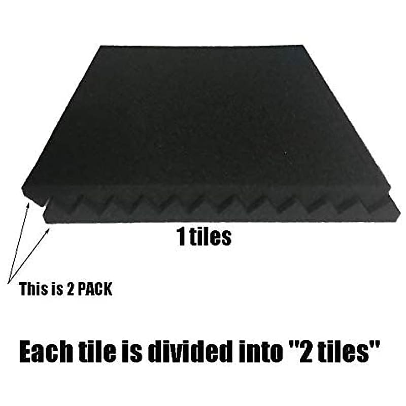 48Pack 1x12x12 BLUE BLACK Acoustic Panels Studio Soundproofing Foam Wedge  tiles