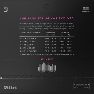 D'Addario NYXL45125 45-125 Gauge Long Scale Bass Strings image 2