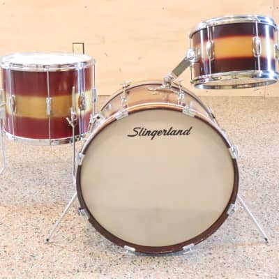 Slingerland Stage Band 3pc Drum Kit Set Red to Gold Duco Vintage 1960's 20/15/12"