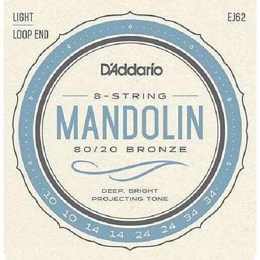D'Addario EJ62 Mandolin Strings Set. 80/20 Bronze Mandolin Strings, Loopend image 1