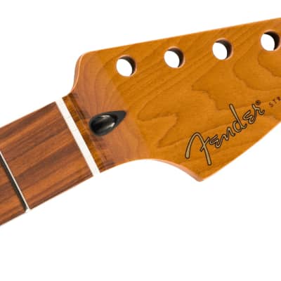 Fender Roasted Maple Stratocaster Neck, 22 Jumbo Frets, 12", Pau Ferro, Flat Oval Shape image 6