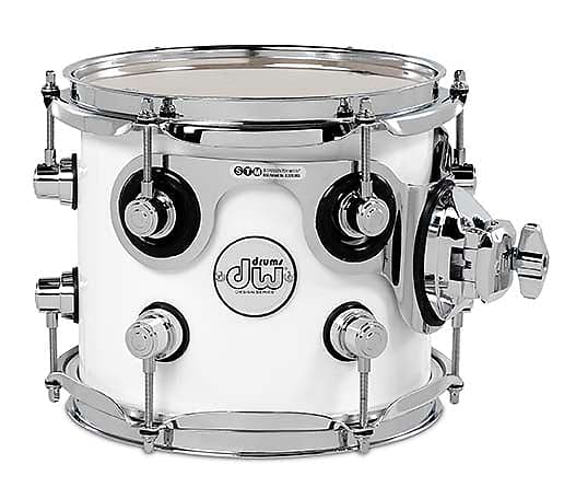 DW Design Series Maple Suspended Tom, 7x8, Gloss White Lacquer w/Chrome Hardware image 1