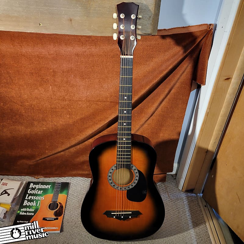 MAYBE MISSING??? Unbranded Acoustic Guitar Beginner  Kit w/ Gig Bag, Acessories, and Lesson Book Used