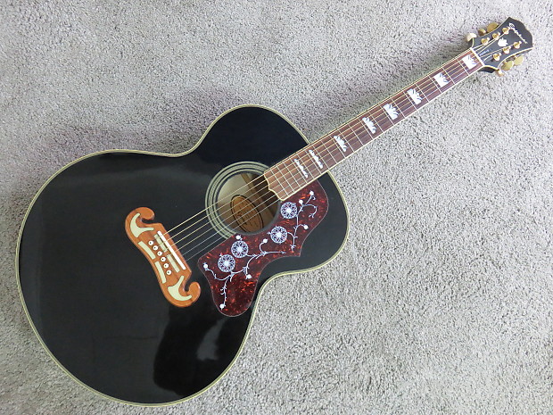 Epiphone EJ 200 BK Jumbo Acoustic Guitar Everly Brothers Model Clean Case Gibson